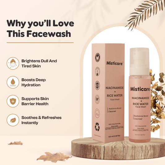Misticare Niacinamide + Rice Water Face Wash | Brightening & Hydrating Cleanser