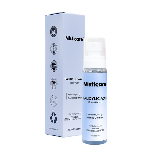 Misticare Salicylic Acid Face Wash for Acne & Oily Skin | Deep Pore Cleanser with Aloe Vera, Cucumber & Papaya Extract